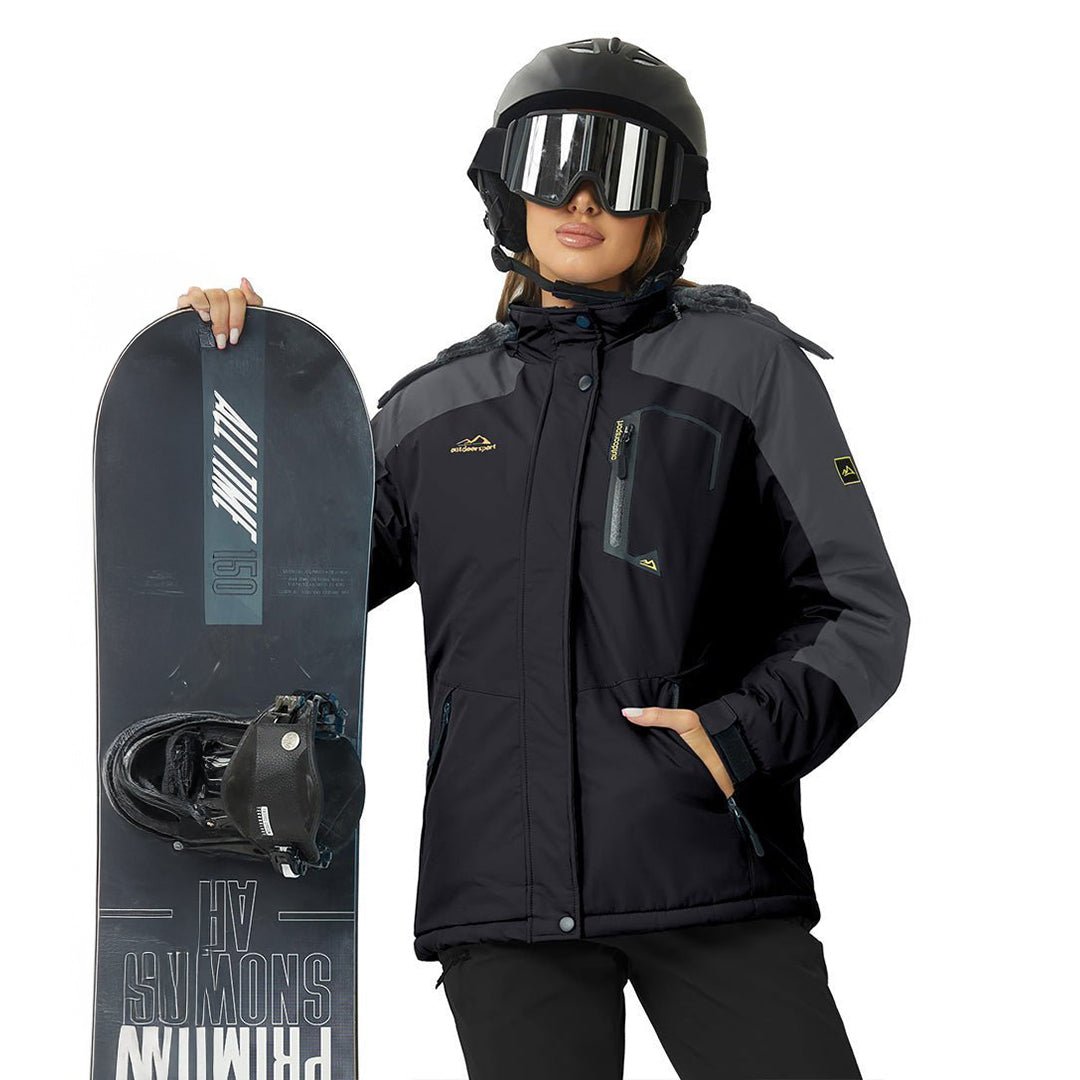 TACVASEN Black Grey Insulated Fleece Lined Winter Hiking Jacket