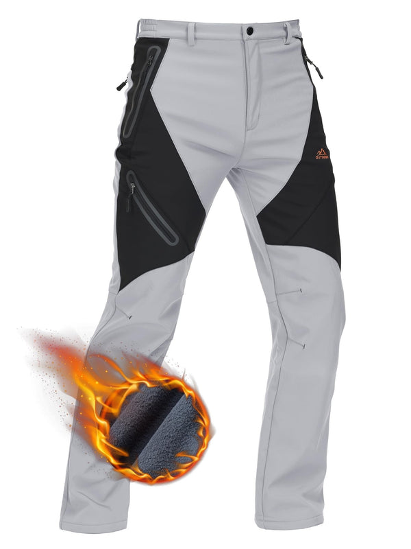TACVASEN Light Grey Insulated Fleece Lined Winter Hiking Pants