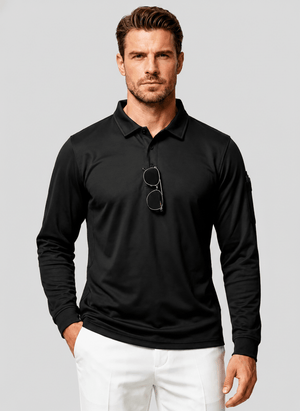 TACVASEN Dark Grey Long Sleeve Quick Dry Tactical Performance Polo Shirt