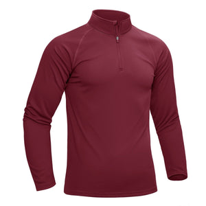 TACVASEN Wine Red Long Sleeve Sun Shirt UPF 50+ Zip Fishing Running Rashguard
