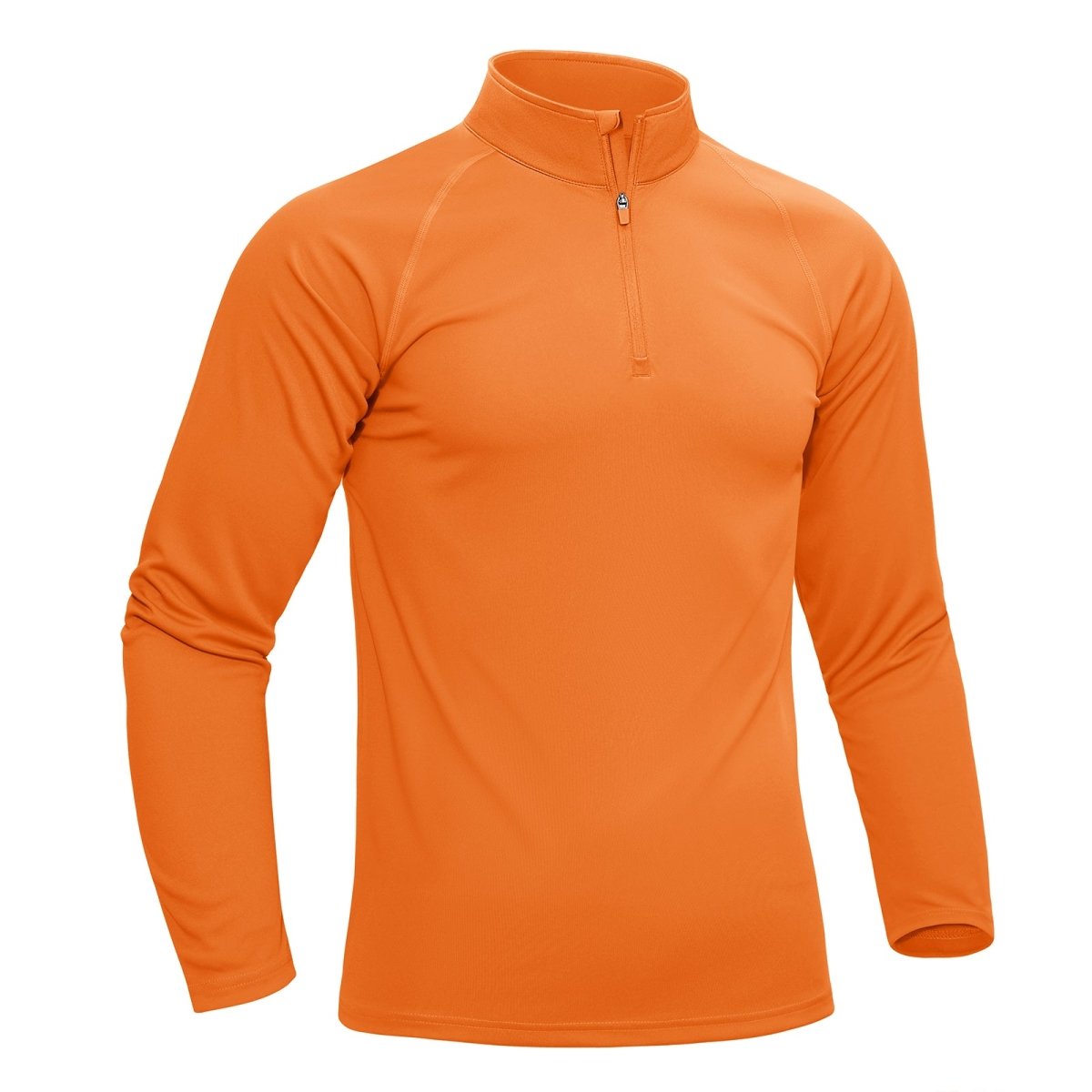 TACVASEN Orange Long Sleeve Sun Shirt UPF 50+ Zip Fishing Running Rashguard