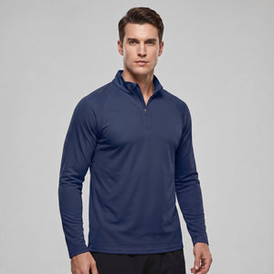 TACVASEN Navy Long Sleeve Sun Shirt UPF 50+ Zip Fishing Running Rashguard