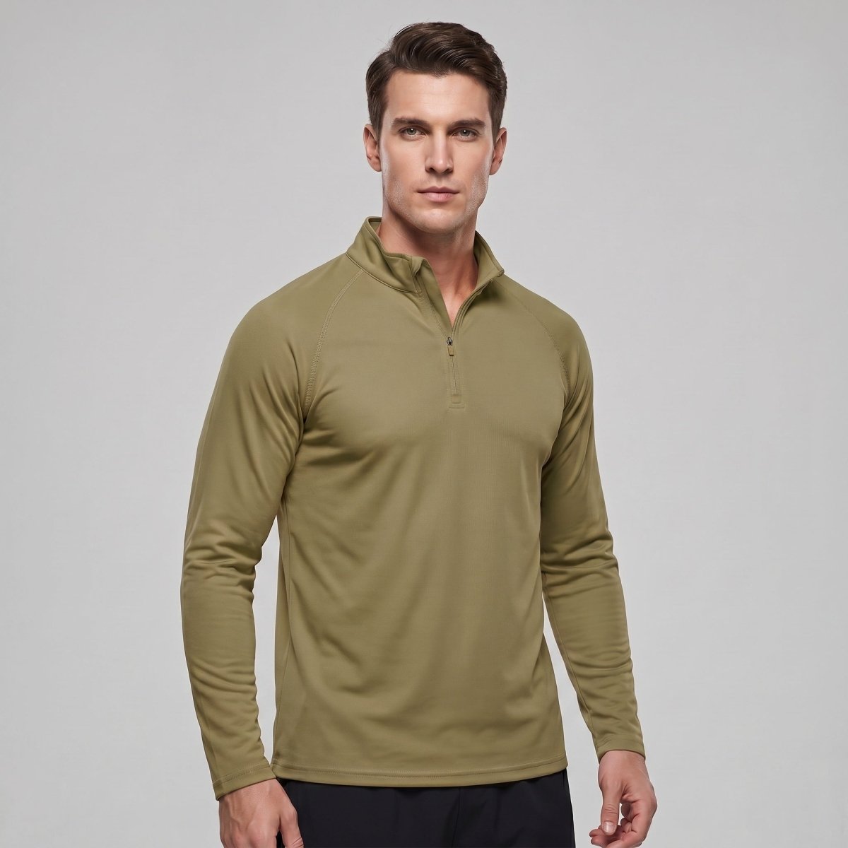 TACVASEN Dull Cyan Long Sleeve Sun Shirt UPF 50+ Zip Fishing Running Rashguard