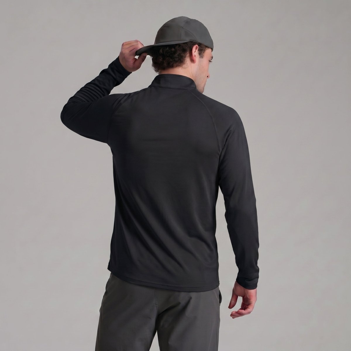 TACVASEN Black Long Sleeve Sun Shirt UPF 50+ Zip Fishing Running Rashguard