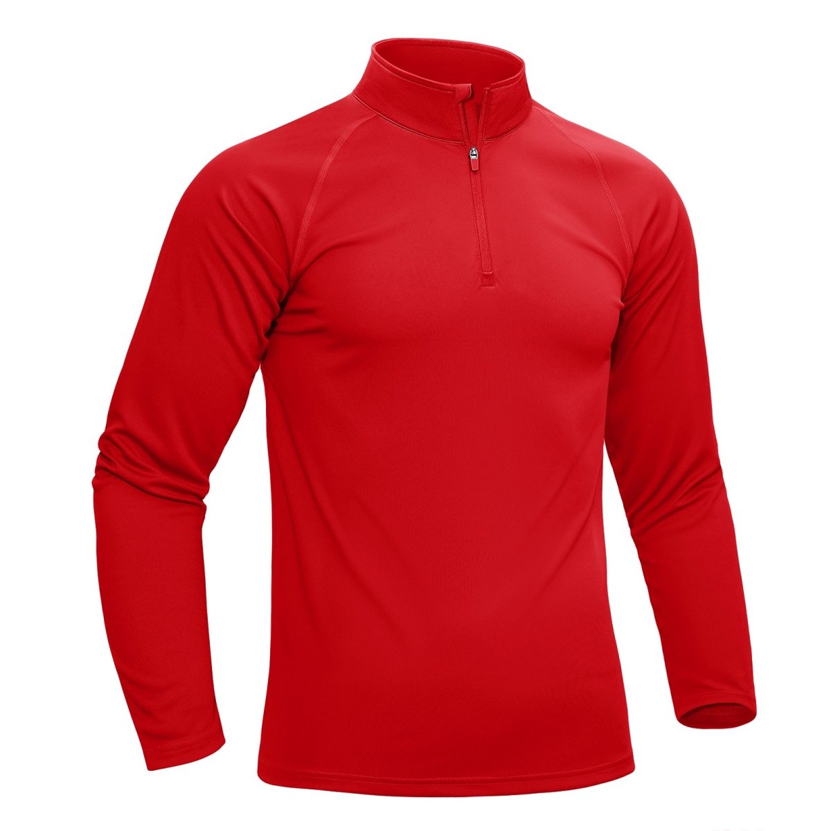 TACVASEN Tomato Red Long Sleeve Sun Shirt UPF 50+ Zip Fishing Running Rashguard