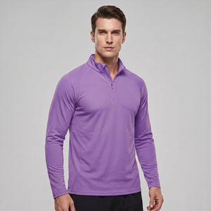 TACVASEN Light Purple Long Sleeve Sun Shirt UPF 50+ Zip Fishing Running Rashguard