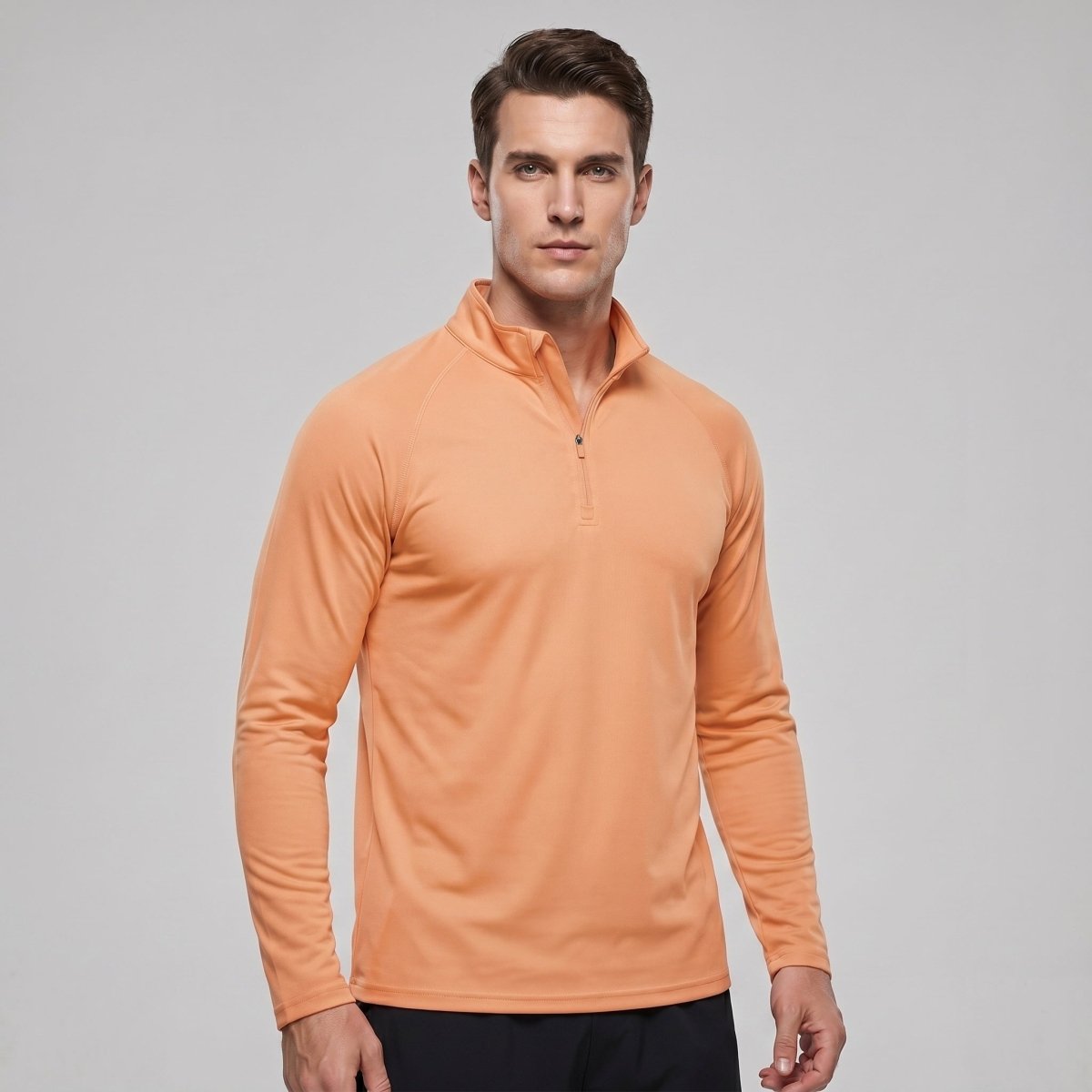 TACVASEN Apricot Long Sleeve Sun Shirt UPF 50+ Zip Fishing Running Rashguard