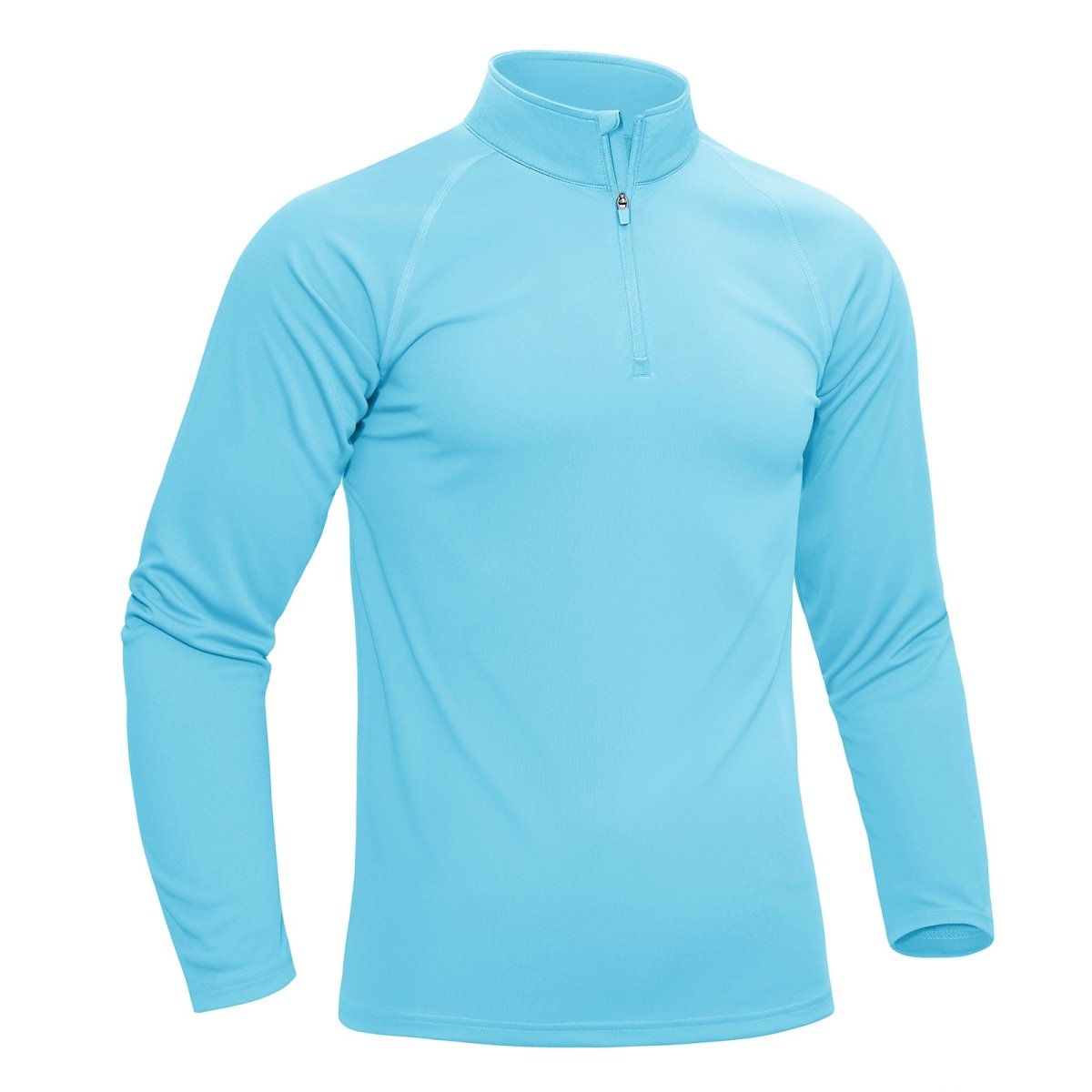 TACVASEN Light Blue Long Sleeve Sun Shirt UPF 50+ Zip Fishing Running Rashguard