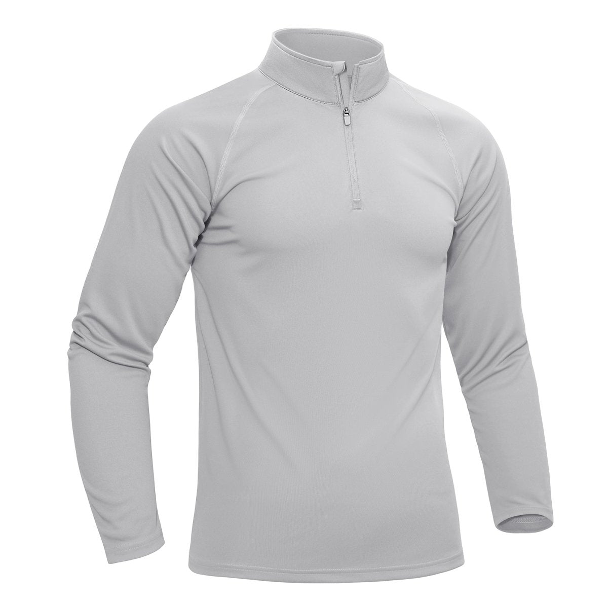 TACVASEN Light Grey Long Sleeve Sun Shirt UPF 50+ Zip Fishing Running Rashguard