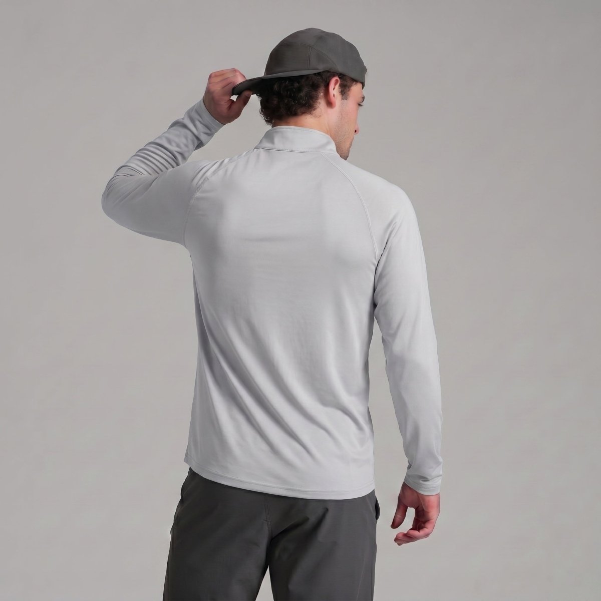 TACVASEN Light Grey Long Sleeve Sun Shirt UPF 50+ Zip Fishing Running Rashguard
