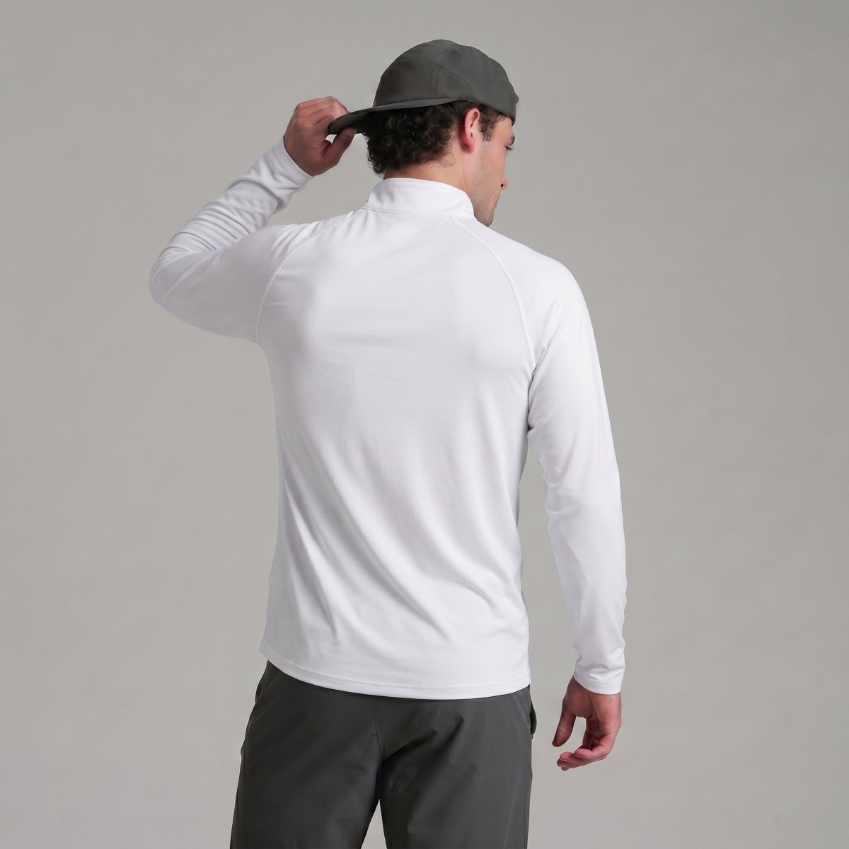 TACVASEN White Long Sleeve Sun Shirt UPF 50+ Zip Fishing Running Rashguard
