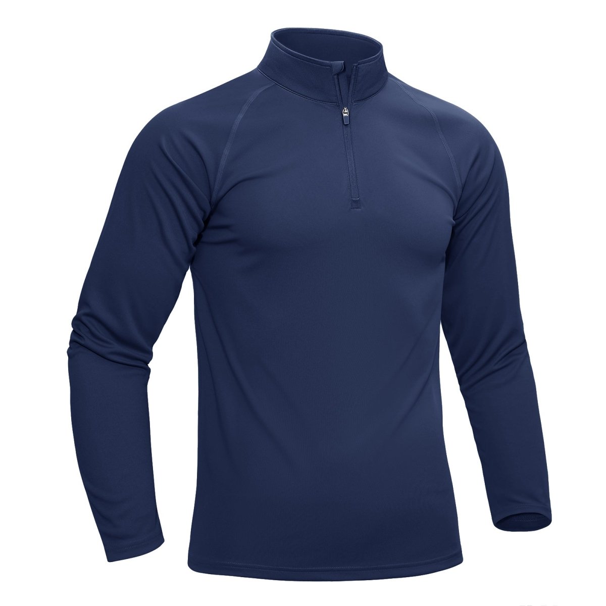 TACVASEN Navy Long Sleeve Sun Shirt UPF 50+ Zip Fishing Running Rashguard