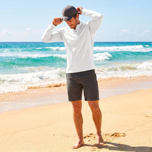 TACVASEN White Long Sleeve Sun Shirt UPF 50+ Zip Fishing Running Rashguard