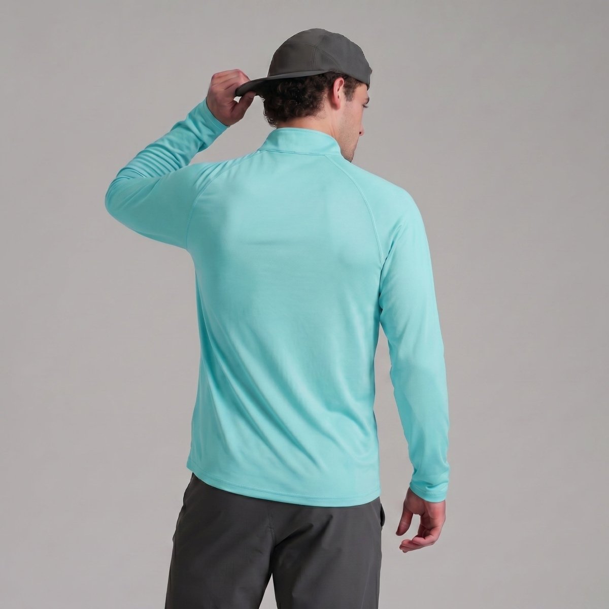 TACVASEN Lake Blue Long Sleeve Sun Shirt UPF 50+ Zip Fishing Running Rashguard