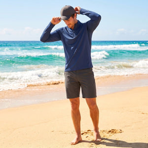TACVASEN Navy Long Sleeve Sun Shirt UPF 50+ Zip Fishing Running Rashguard