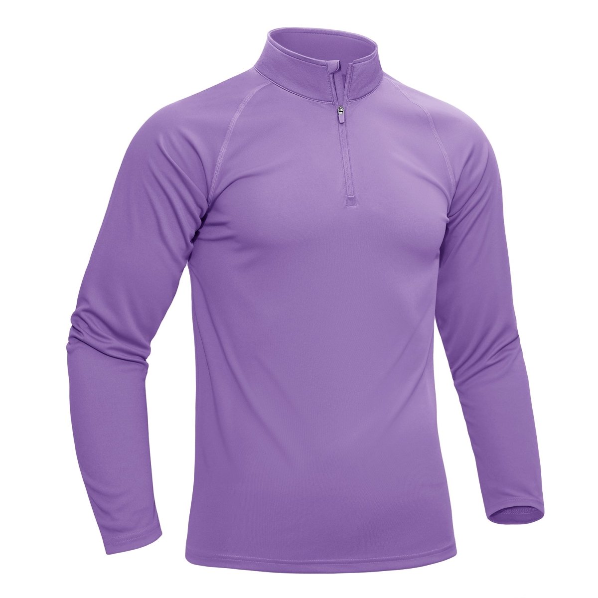 TACVASEN Light Purple Long Sleeve Sun Shirt UPF 50+ Zip Fishing Running Rashguard