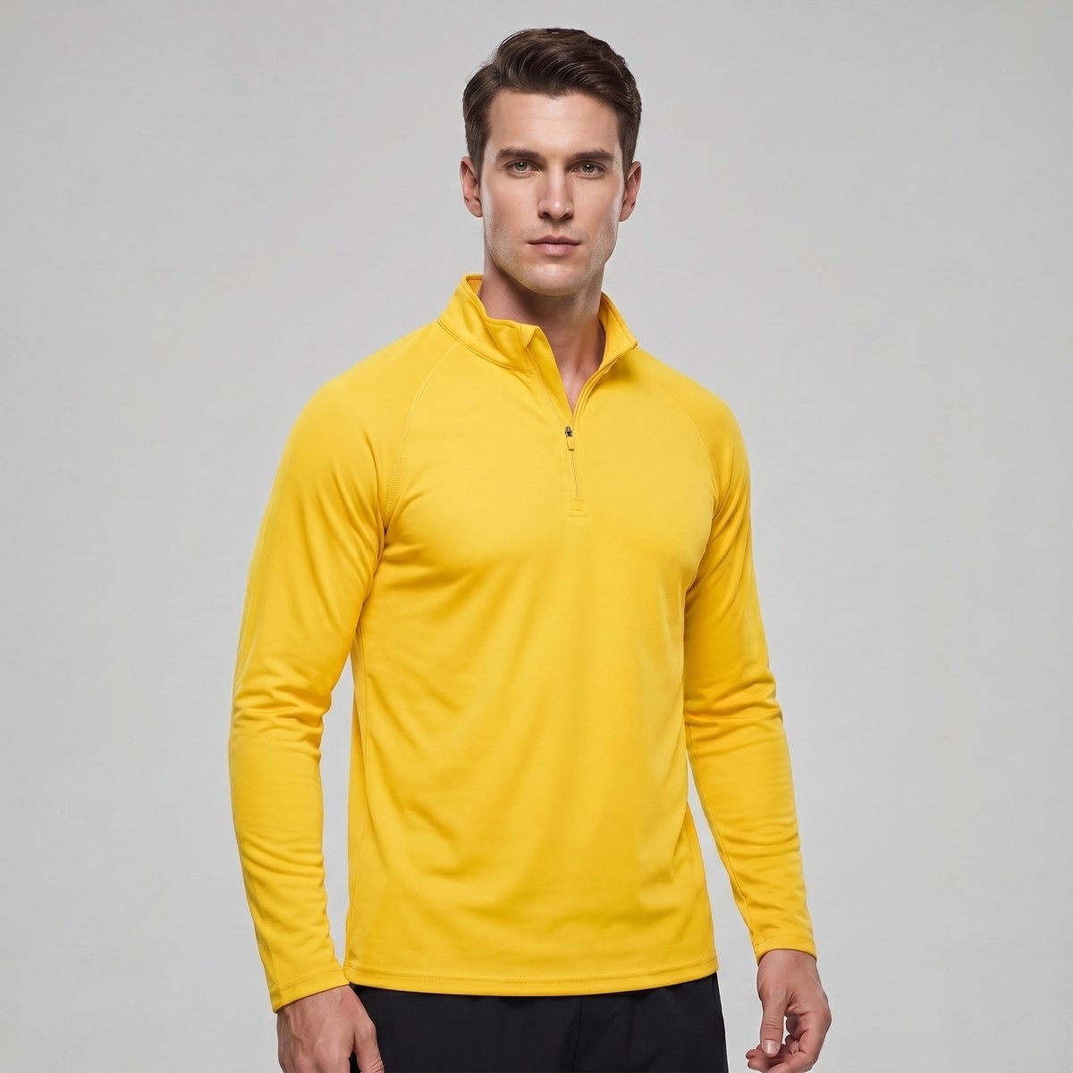 TACVASEN Yellow Long Sleeve Sun Shirt UPF 50+ Zip Fishing Running Rashguard