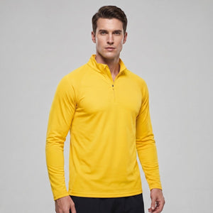 TACVASEN Yellow Long Sleeve Sun Shirt UPF 50+ Zip Fishing Running Rashguard