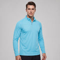 TACVASEN Light Blue Long Sleeve Sun Shirt UPF 50+ Zip Fishing Running Rashguard