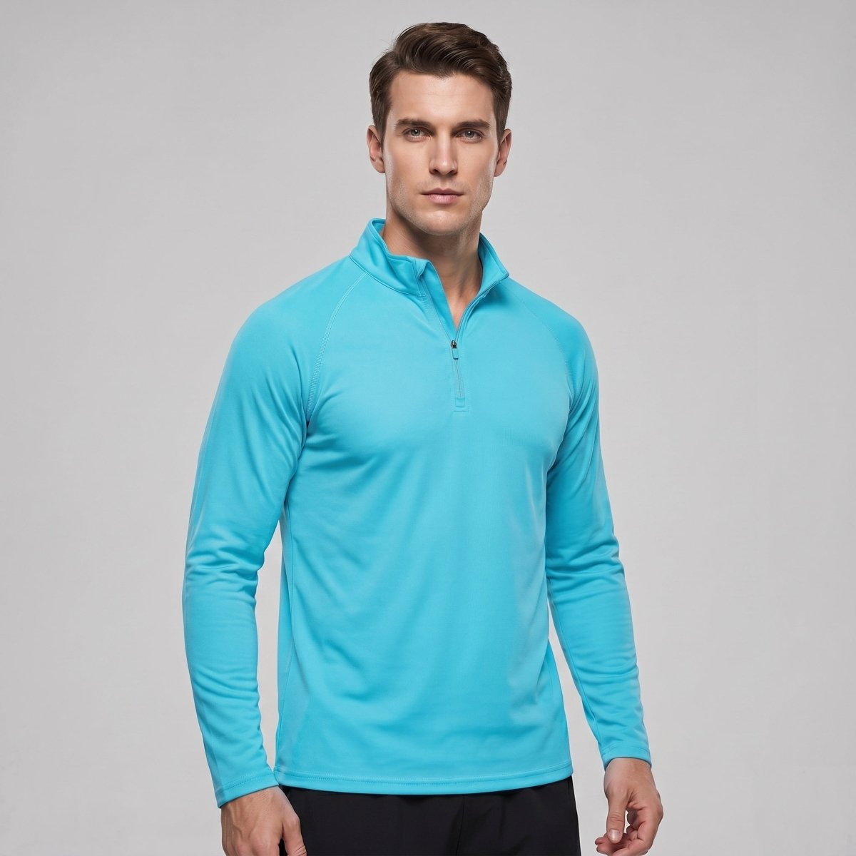 TACVASEN Ice Blue Long Sleeve Sun Shirt UPF 50+ Zip Fishing Running Rashguard