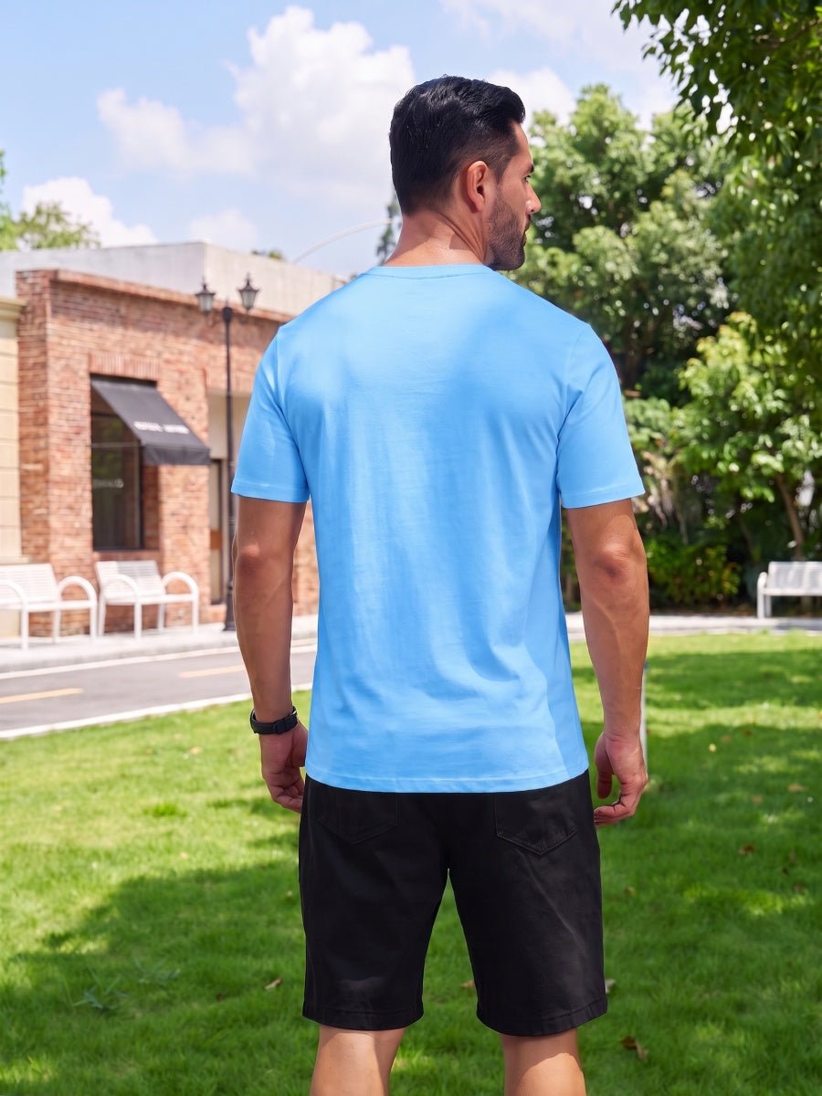 TACVASEN Azure Men Plain Cotton Moisture Wicking Casual T-Shirts