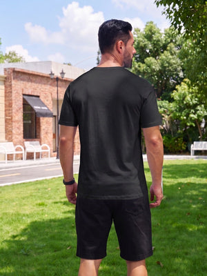 TACVASEN Black Men Plain Cotton Moisture Wicking Casual T-Shirts