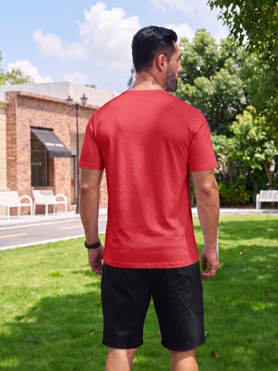 TACVASEN Tomato Red Men Plain Cotton Moisture Wicking Casual T-Shirts