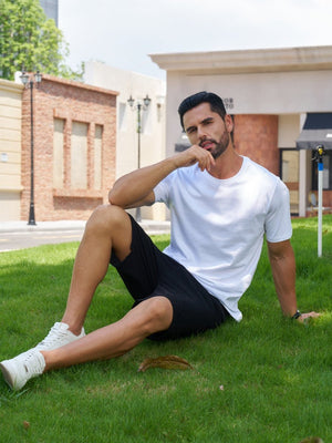TACVASEN White Men Plain Cotton Moisture Wicking Casual T-Shirts