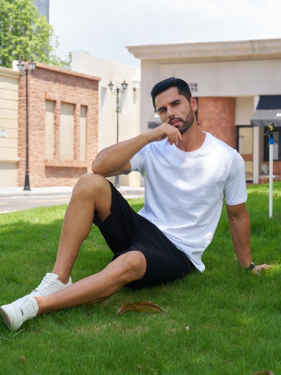 TACVASEN White Men Plain Cotton Moisture Wicking Casual T-Shirts