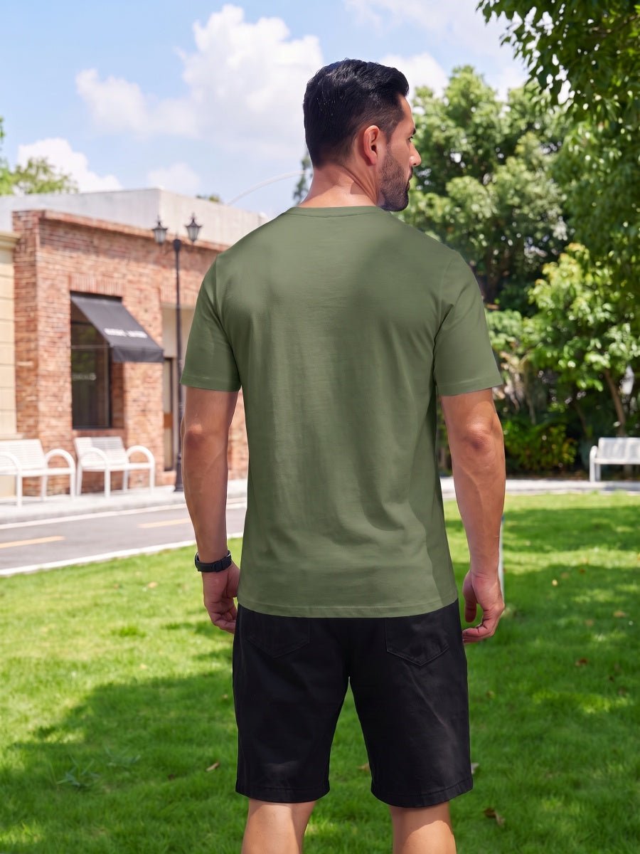 TACVASEN Army Green Men Plain Cotton Moisture Wicking Casual T-Shirts