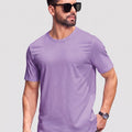 TACVASEN Light Purple Men Plain Cotton Moisture Wicking Casual T-Shirts