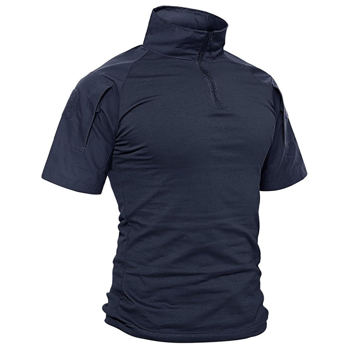 Men's 1/4 Half Zip Sweatshirt Sleeve Slim Fit Camo Tactical Shirt - Men's Tactical