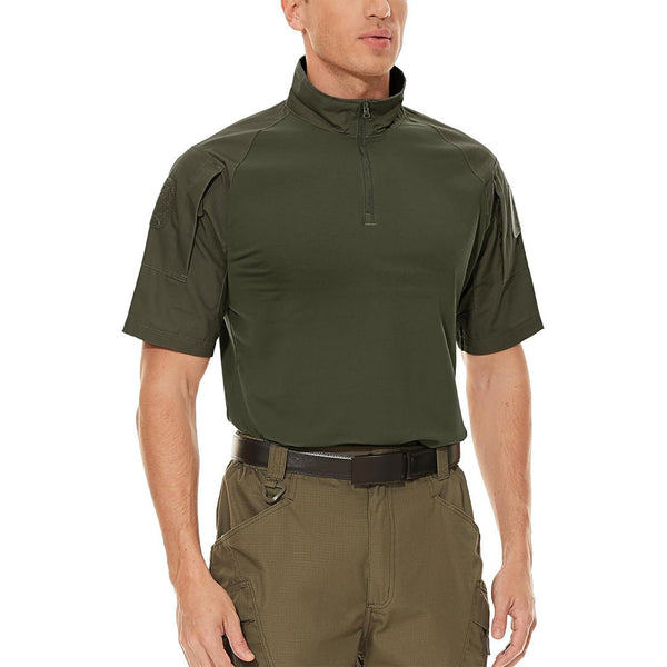 Men's 1/4 Half Zip Sweatshirt Sleeve Slim Fit Camo Tactical Shirt - Men's Tactical