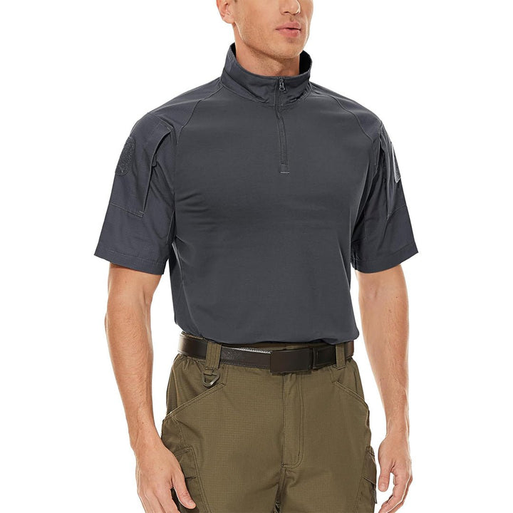 Men's 1/4 Half Zip Sweatshirt Sleeve Slim Fit Camo Tactical Shirt - Men's Tactical