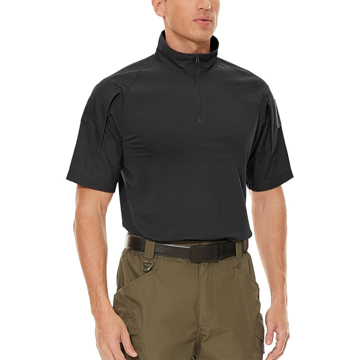 Men's 1/4 Half Zip Sweatshirt Sleeve Slim Fit Camo Tactical Shirt - Men's Tactical