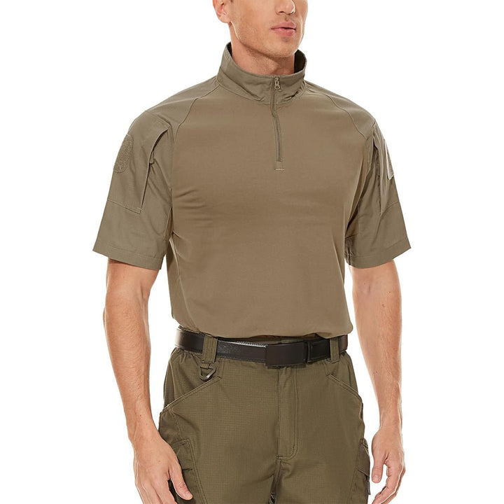 Men's 1/4 Half Zip Sweatshirt Sleeve Slim Fit Camo Tactical Shirt - Men's Tactical
