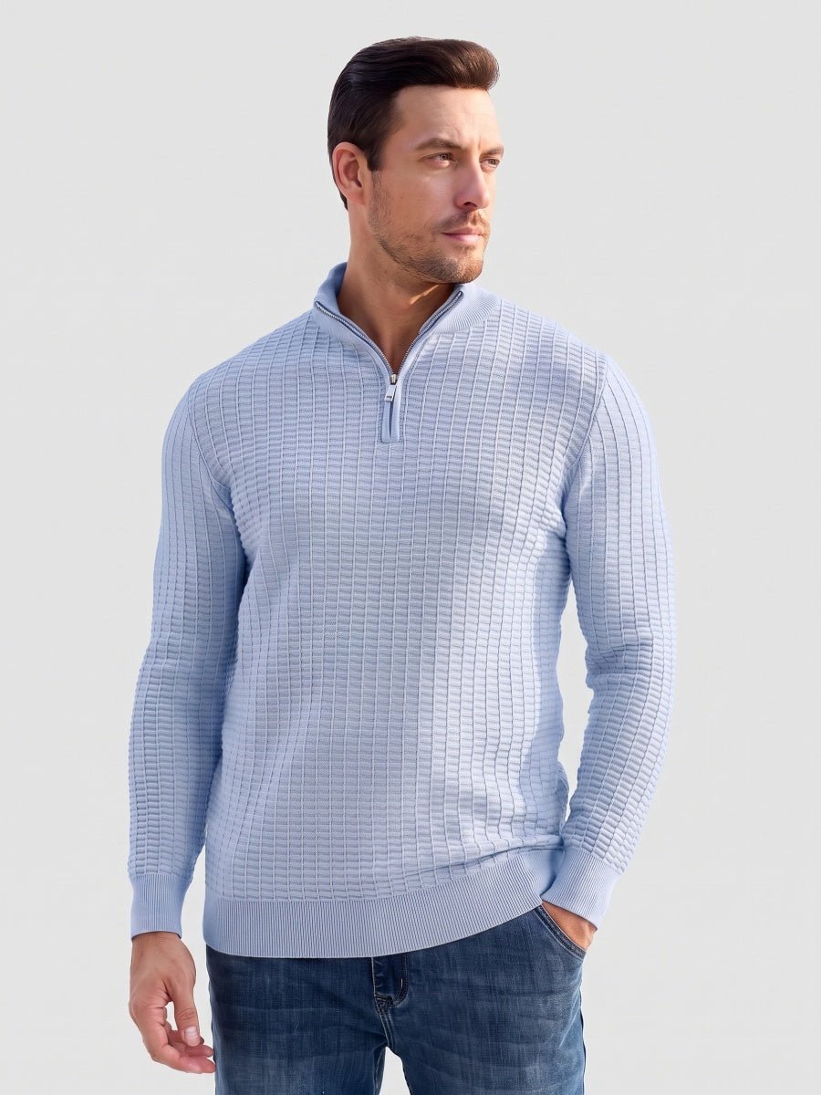 Men's 1/4 Zipper Pullover Knitted Textured Sweater | TACVASEN