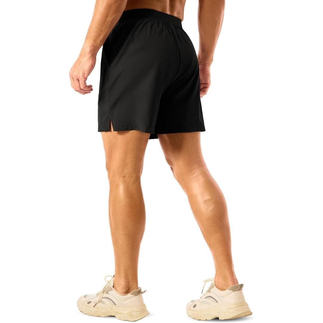 TACVASEN Black Men's 2 in 1 Quick Dry Running Shorts with Pockets
