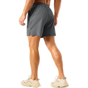 TACVASEN Grey Men's 2 in 1 Quick Dry Running Shorts with Pockets