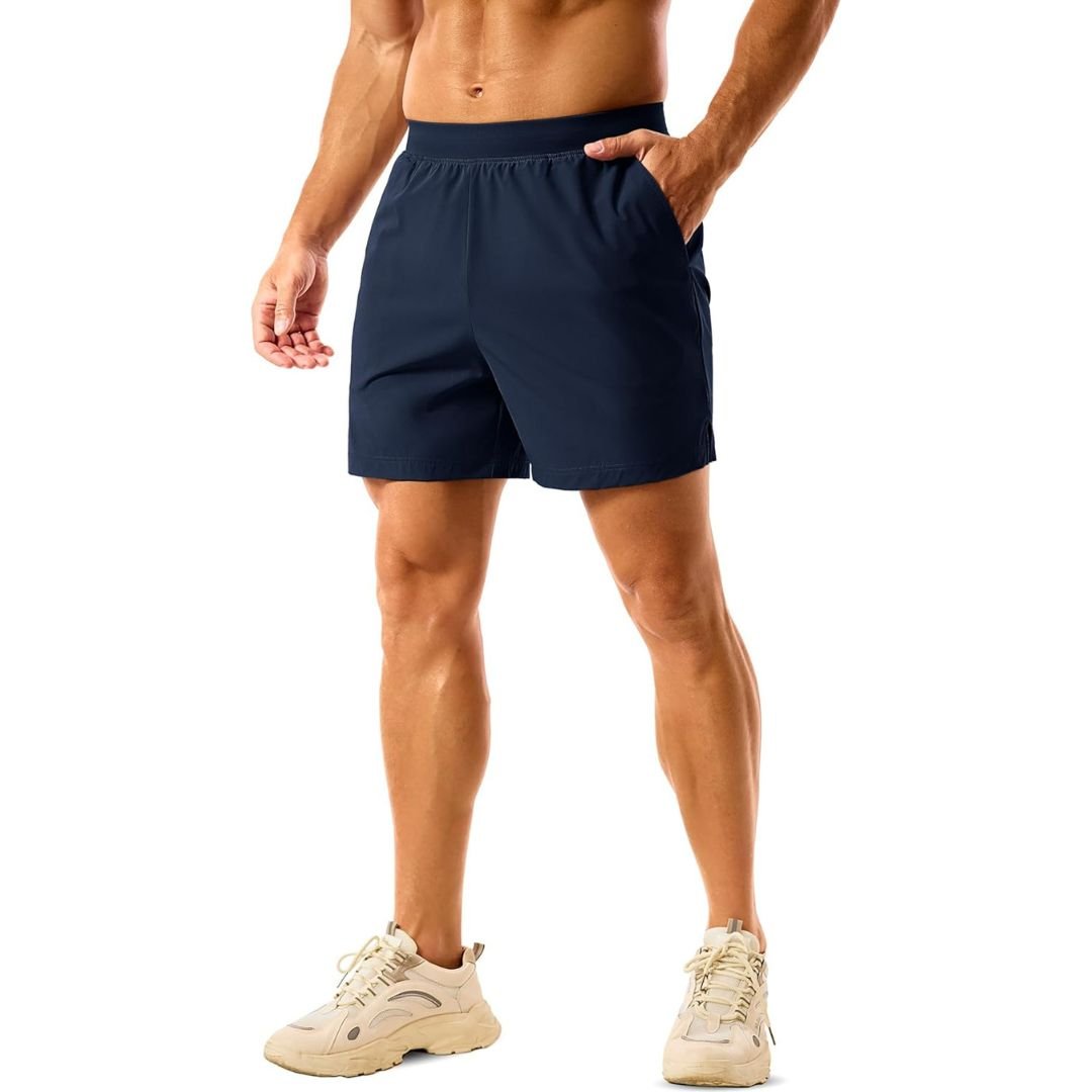 TACVASEN Navy Men's 2 in 1 Quick Dry Running Shorts with Pockets