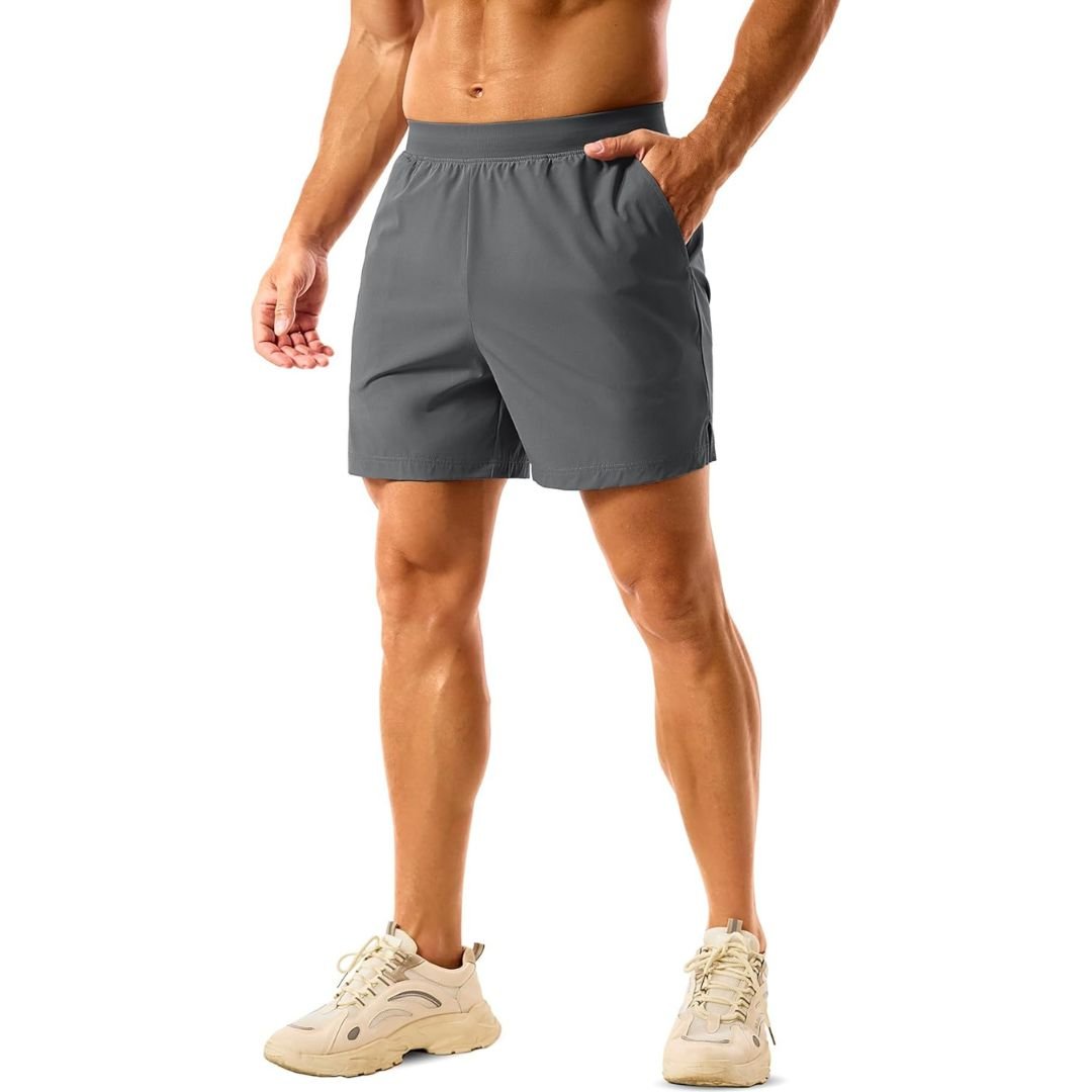 TACVASEN Grey Men's 2 in 1 Quick Dry Running Shorts with Pockets
