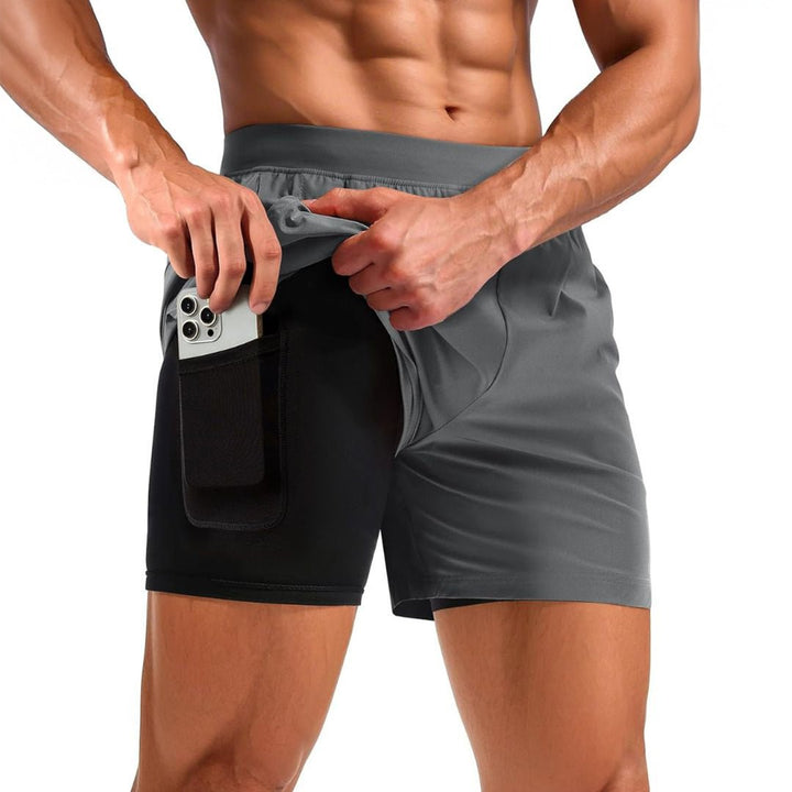 Men's 2 in 1 Quick Dry Running Shorts with Pockets - AB24M3140