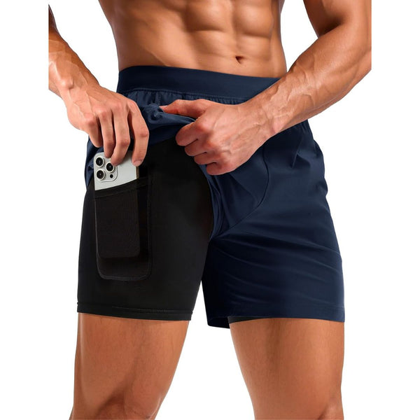 Men's 2 in 1 Quick Dry Running Shorts with Pockets - Men's Running Shorts