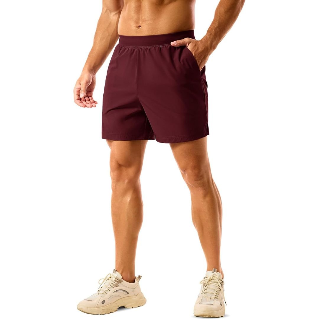 TACVASEN Wine Red Men's 2 in 1 Quick Dry Running Shorts with Pockets