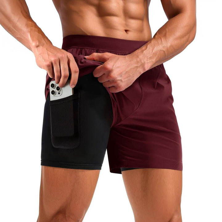 Men's 2 in 1 Quick Dry Running Shorts with Pockets - AB24M3140