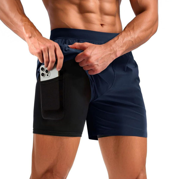 Men's 2 in 1 Quick Dry Running Shorts with Pockets - AB24M3140