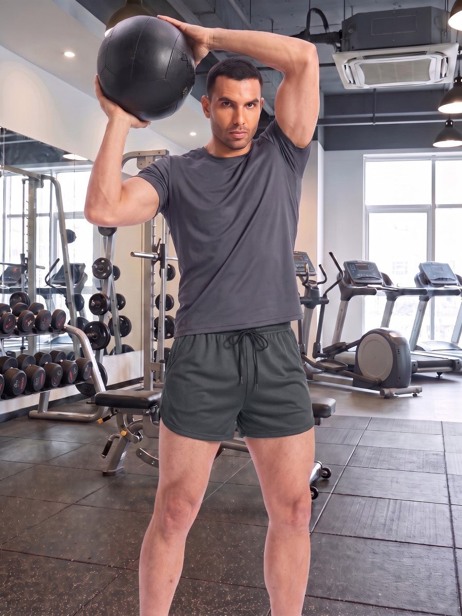 TACVASEN Dark Grey Men's 3 Inch Quick Dry Lightweight Athletic Shorts