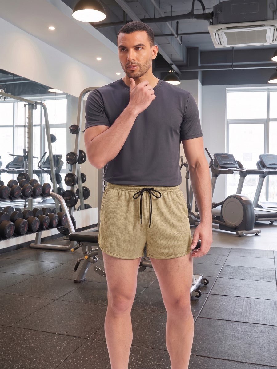 TACVASEN Khaki Men's 3 Inch Quick Dry Lightweight Athletic Shorts