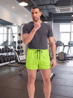 TACVASEN Fluorescent Green Men's 3 Inch Quick Dry Lightweight Athletic Shorts