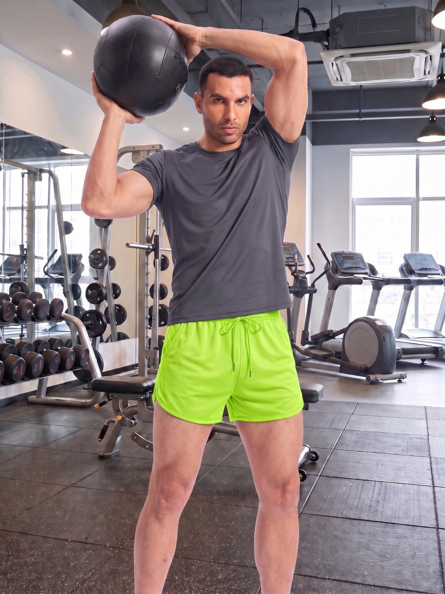 TACVASEN Fluorescent Green Men's 3 Inch Quick Dry Lightweight Athletic Shorts
